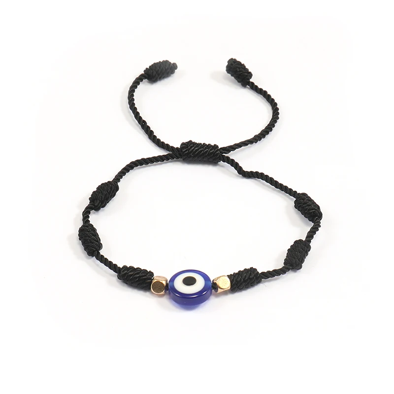 

Risingmoon Size Adjustable Lucky Blue Evil Eye Handmade Rope Cord String Bracelet