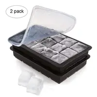 

Silicone Ice Cube Trays with No Leaking Lid, Easy - Release and Flexible 15 Cavities Square Ice Cube Mold