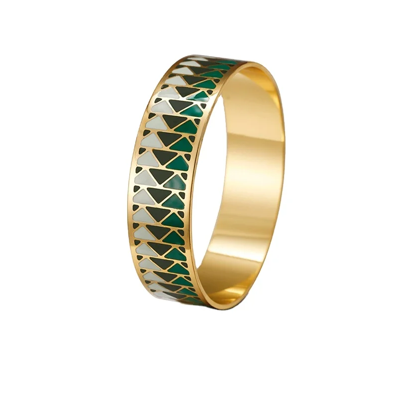 

Color enamel creative retro chevron bangle enamel flower bracelet, Picture shows