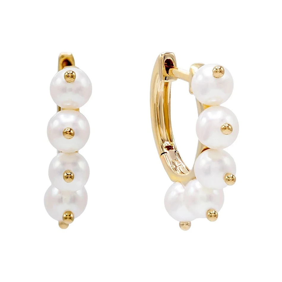 

2020 new fashion 925 sterling silver high polish pearl hoop earrings 18k gold vermeil luxury jewelry trendy for women