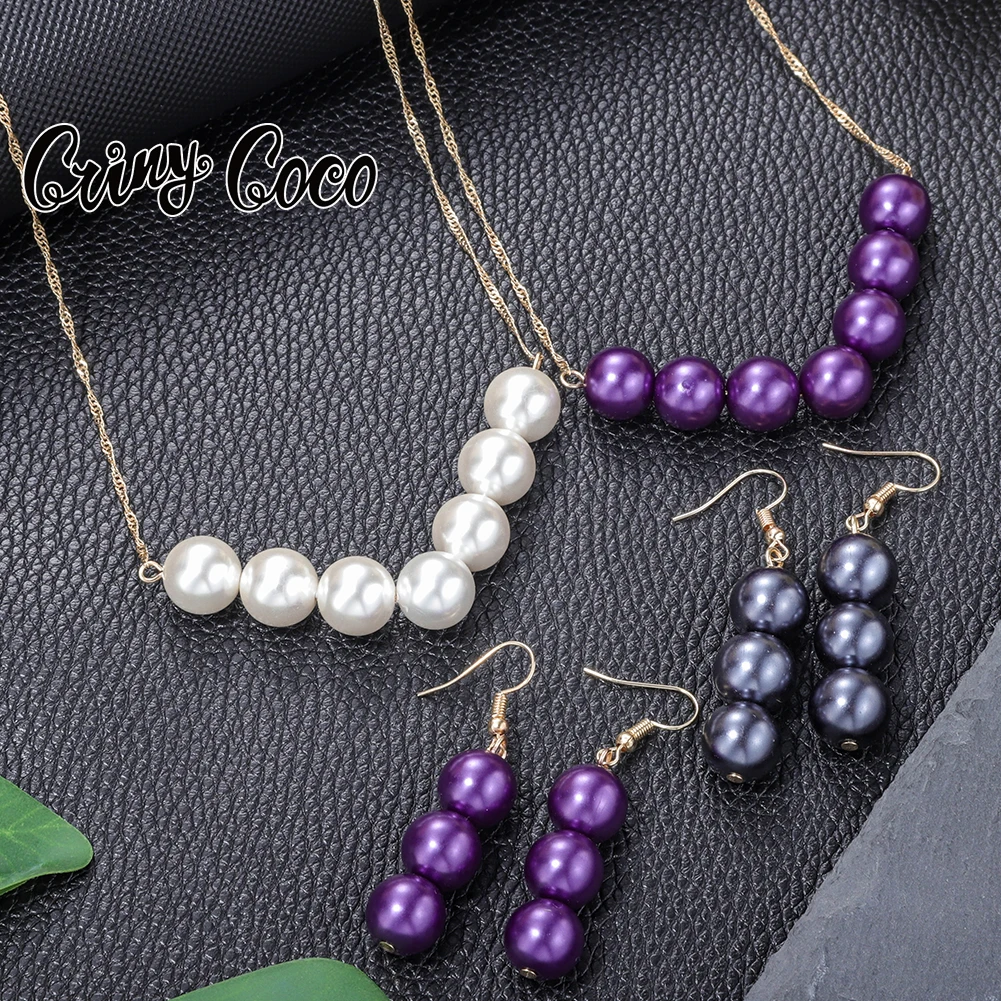 

Cring CoCo Simple 7 Pearl Pendant Earrings Set V Letter Polynesian Jewelry Wholesale Hawaiian Pearl Necklace Set, Picture shows