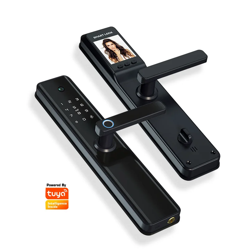 

Tediton OEM/ODM Remote Wifi Code Security Digital Fingerprint Tuya Viewer Smart Door Lock with Camera
