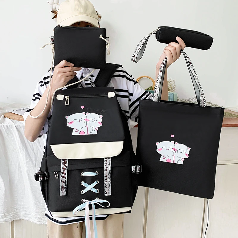 

New style casual backpack set cute travel backpack with USB port large capacity school bags