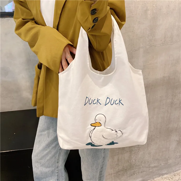 

Fashion simple canvas satchel Cartoon pattern shopping bag, 2 colors