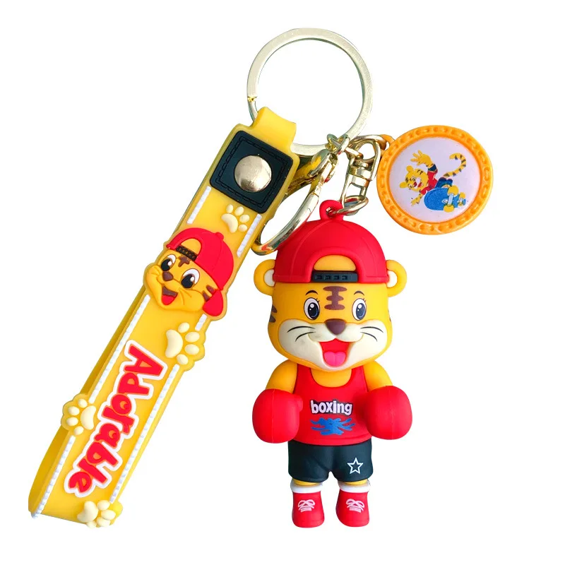 

Wholesale Cartoon Drop Glue Sports Athlete Little Tiger Keychain Female Cute Creative Car Key Chain Bag Pendant