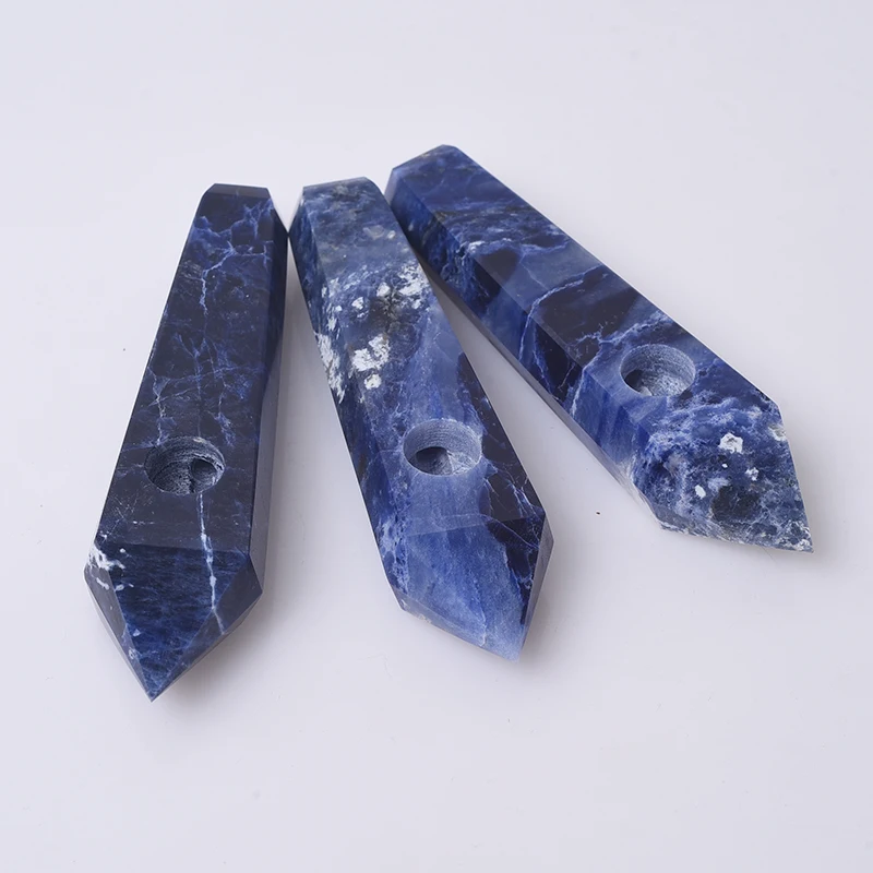 

Natural Quartz Carved Crystal Stone Blue veins Stone Smoking Pipes Weed