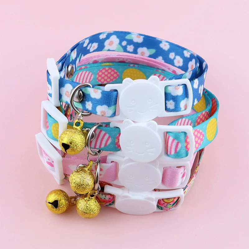 

New Seller Pet Collar Fruit Print Adjustable Cat Collar Bells Cat Head Buckle Luxury Dog Collar