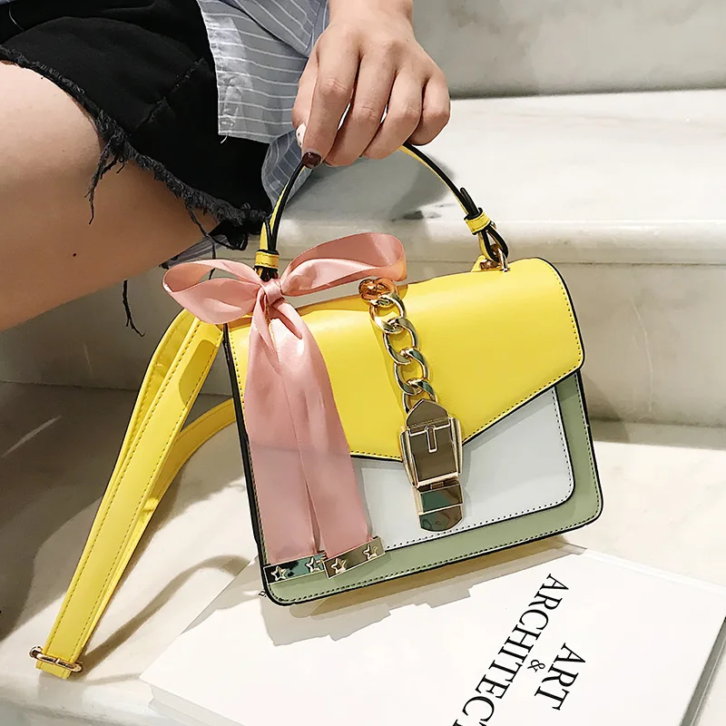 

Wholesale Scarves Lady Handbags Silk Scarf Bow Small Square Bag For Women