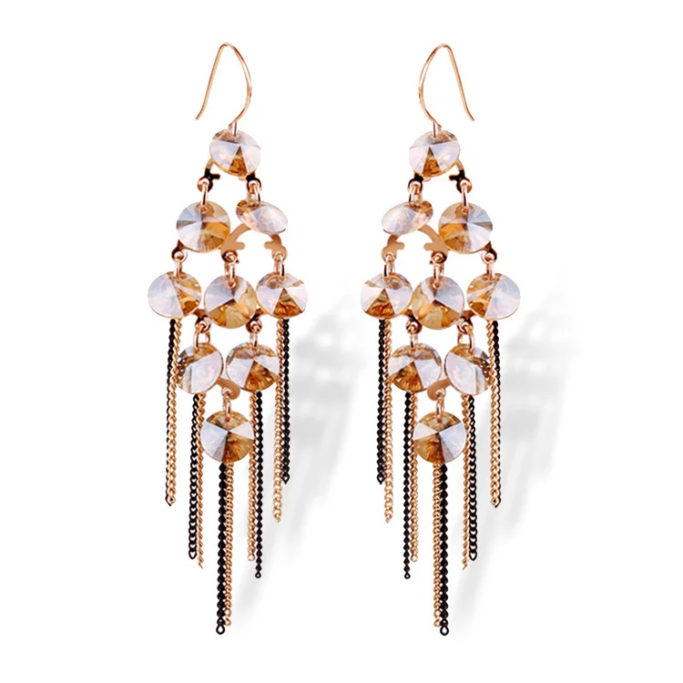 

Creative Wholesale Cheap Alloy Crystal Glass Gold Plated Jewelry Earrings For Women