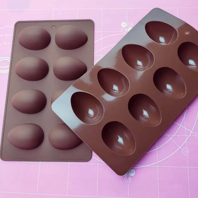 

Hot Sale 8 Cavity Egg Shaped Chocolate Mold Easter Egg Shape Chocolate Cake Silicone Mold