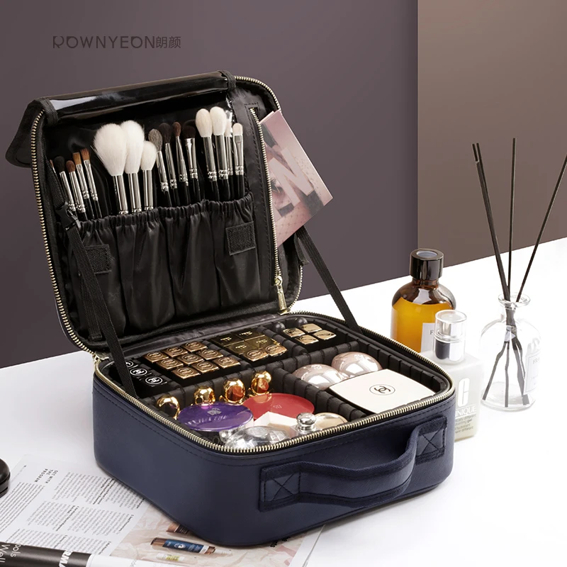 

Guangzhou Rownyeon Wholesale Travel Vanity Makeup Case Professional Cosmetic Bag, Blue