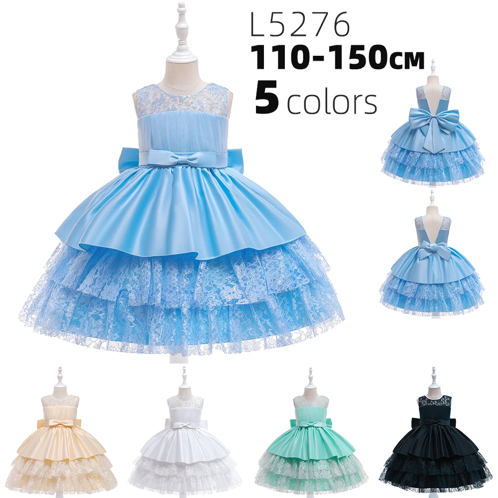 

3-10 Years Kids wedding dress Girls Formal Pageant Dance Party Lace Tutu Flower Girl Dress