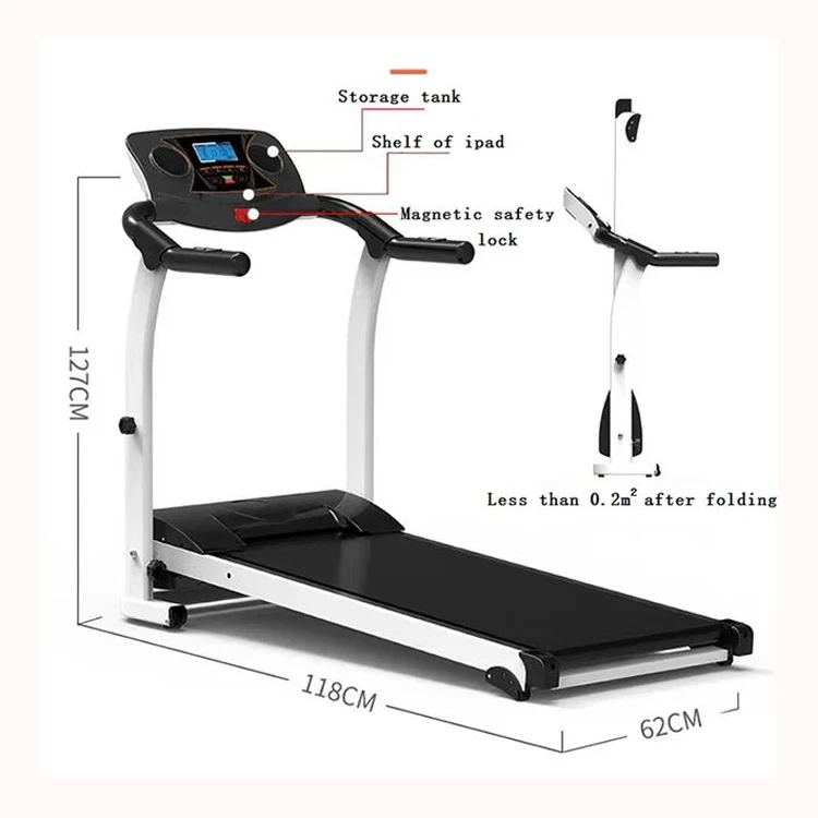 

High Quality Home fitness running machine folable electric indoor treadmill, Black