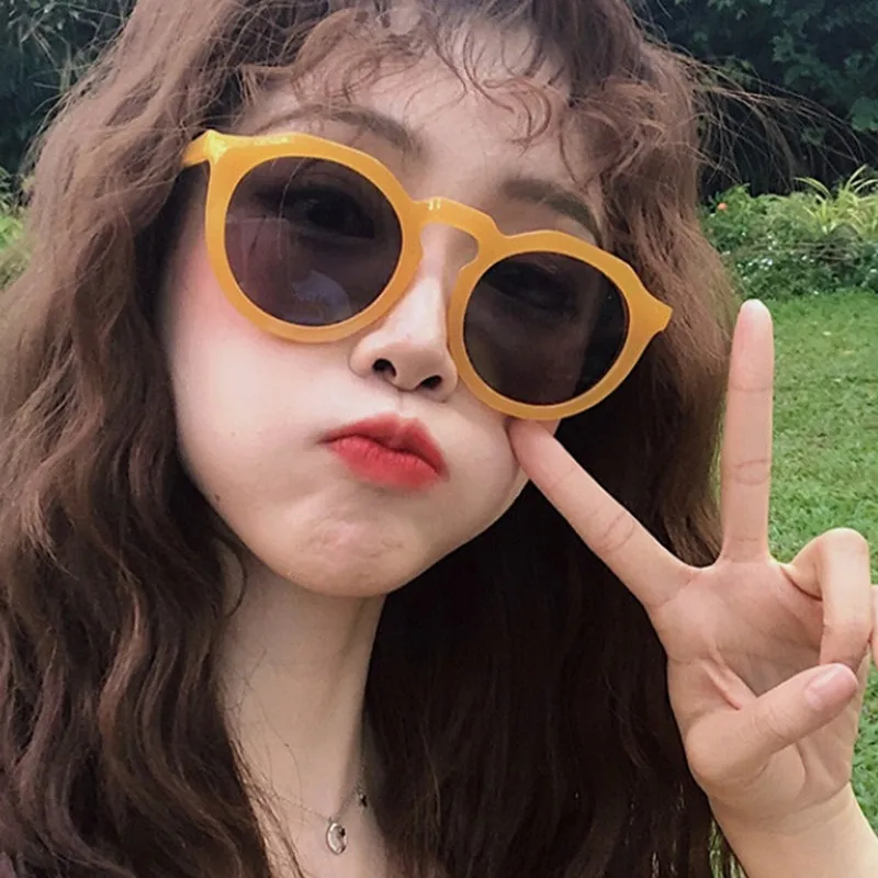 

MJ-0163 Ulzzang Fresh Harajuku Hip-hop Vintage Round Sunglass Woman