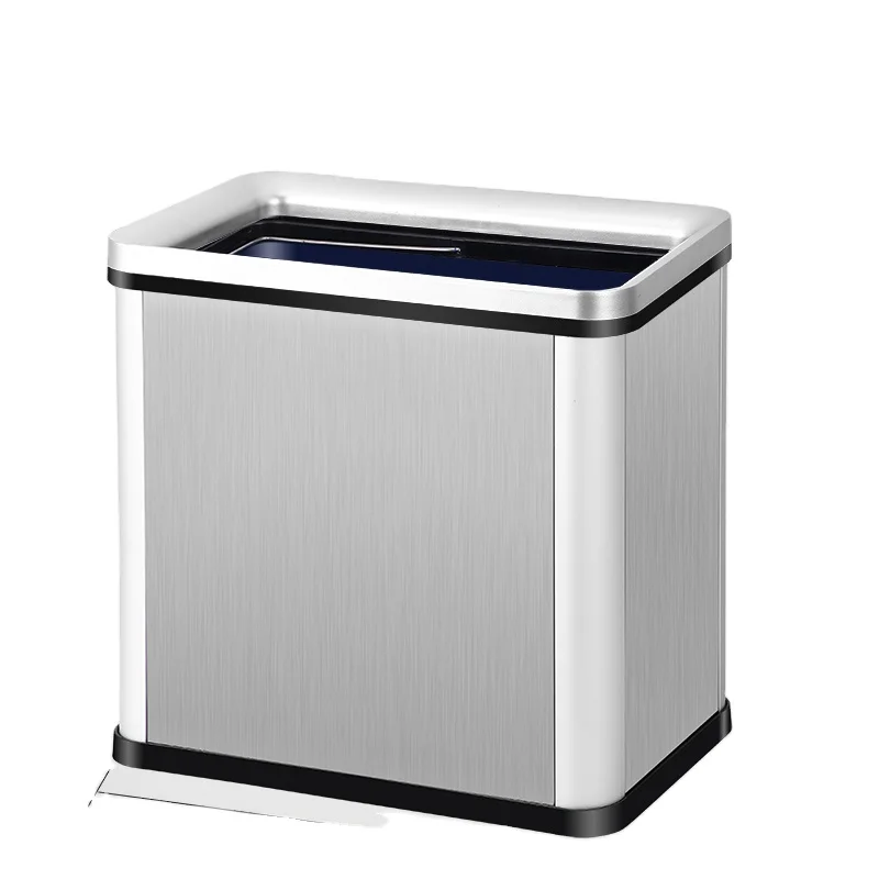 

Indoor 30l stainless steel hotel room trash can and Office household kitchen trash can with inner waterproof bathroom trash can, White/ sand steel