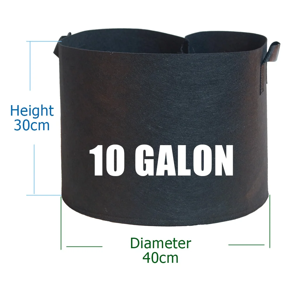 

Round shaped nonwovens 10 gallon coco peat grow bags for planting, Black