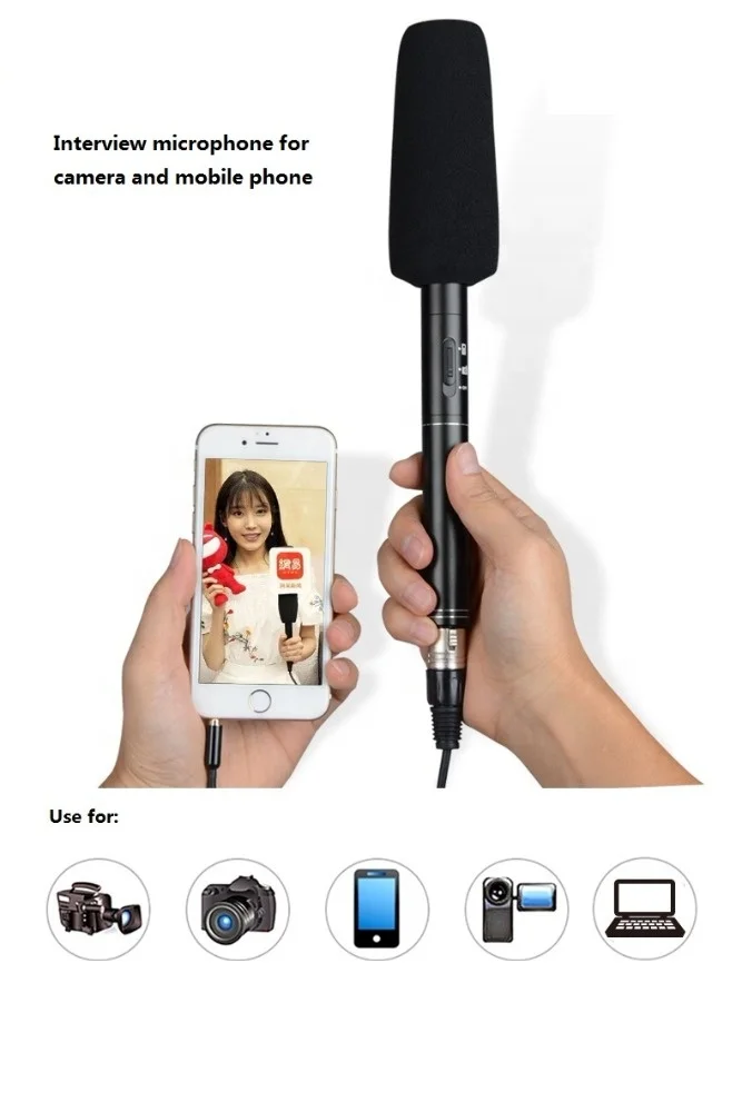 
Tymine interview microphone for camera/DSLR/camcorder and smartphone 