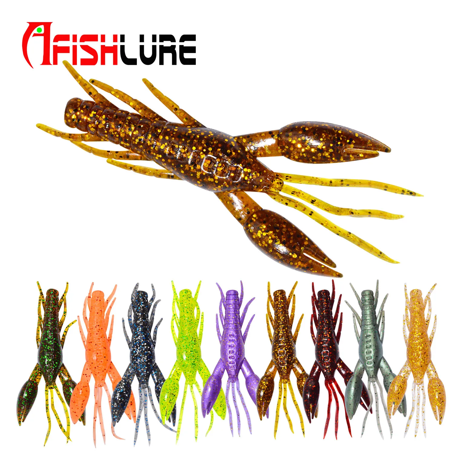 

HAWKLURE soft lure 80mm 5.5g Craw soft plastic Fishing lure Artificial Lifelike soft Shrimp fishing tackle, 9 colors for choice