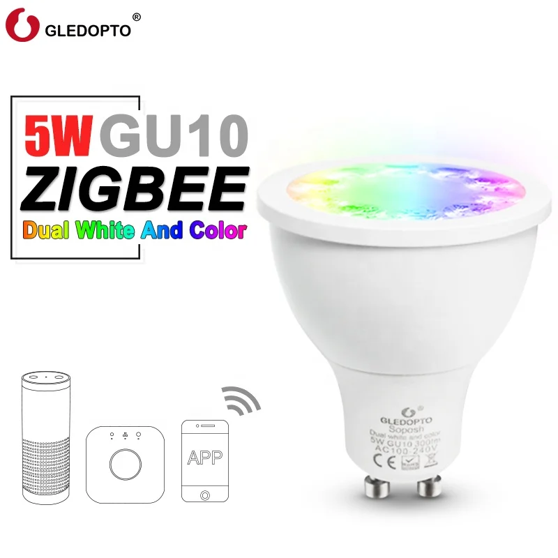 Gledopto zigbee gu10 rgbcct compatible with h ue and tradfri, Tunable led white with remote control