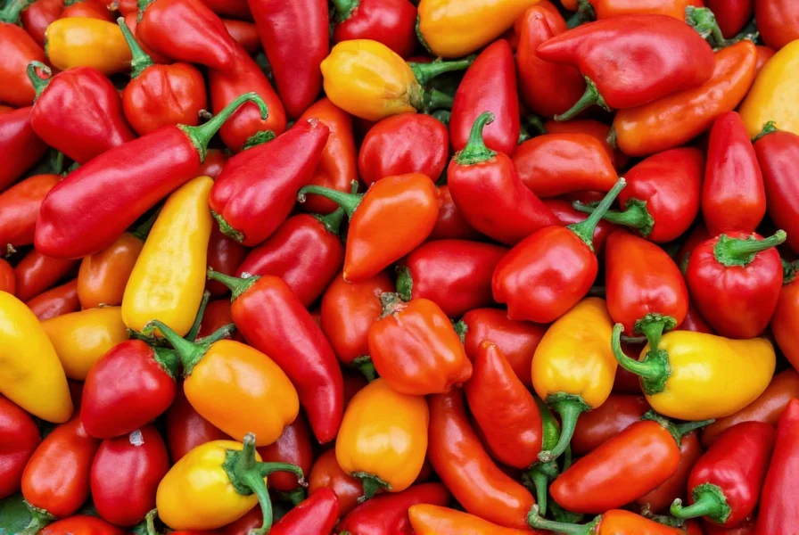 Fresh hot peppers at a market stall