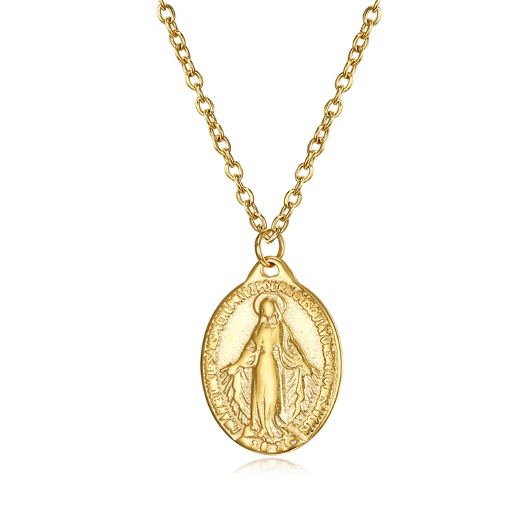 

Fast delivery--Twinkle Virgin Mary Religious Necklace Christian Pendant Jewelry (30mm size pendant, 45cm normal link chain)