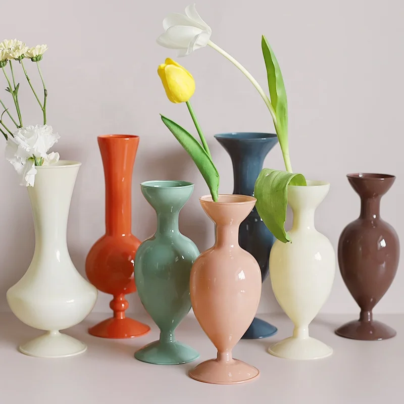 

Hot Selling French Vintage Vase Bud Vase Table Glass Vases for Home Decor, Mutil color