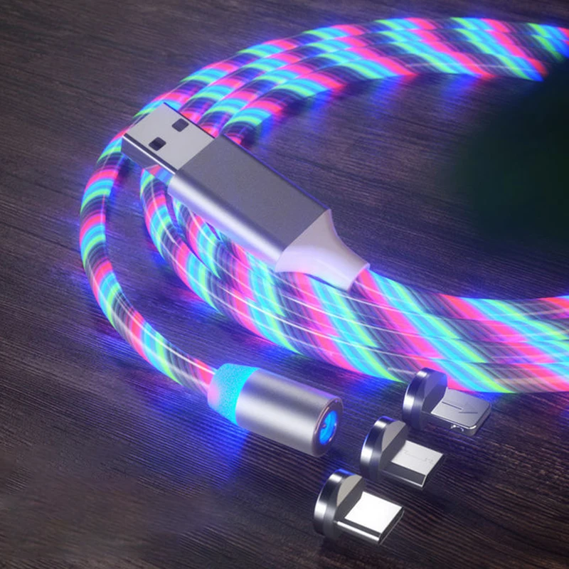

Faman Magnetic Fast Charging USB Cable Flowing Light Phone Accessories Cable USB Led Luminous Micro Lighting Data Cable