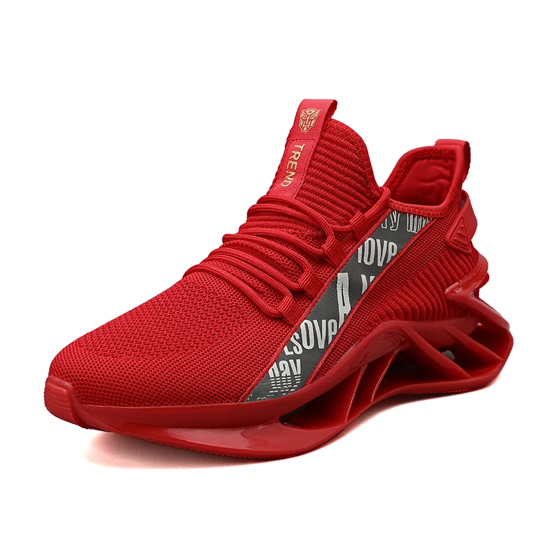 

New design blade Male Sneakers Luxury Trainer white sport shoe fashion Fly Knitted Tide Shoes Men's Casual Sports Luminous Shoe, White black red