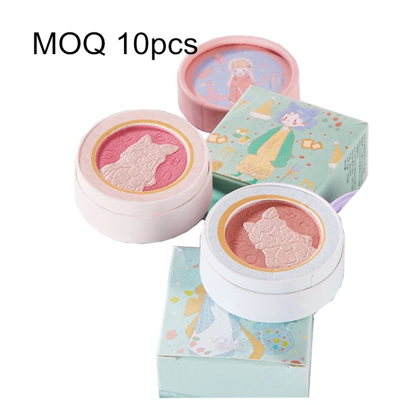 

OEM Embossed Blusher palette Highlighter Girl's pretty Waterproof Student Beginner custom Cute young age cosmetic kids makeup