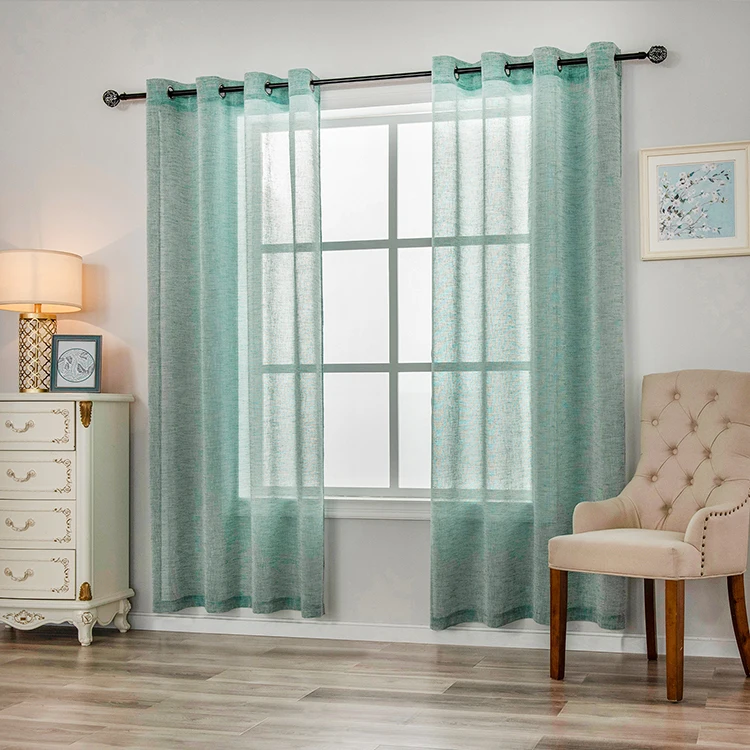 

Wholesale Classic Living Room Window Faux Linen Ready Made Sheer Curtain And Drapes