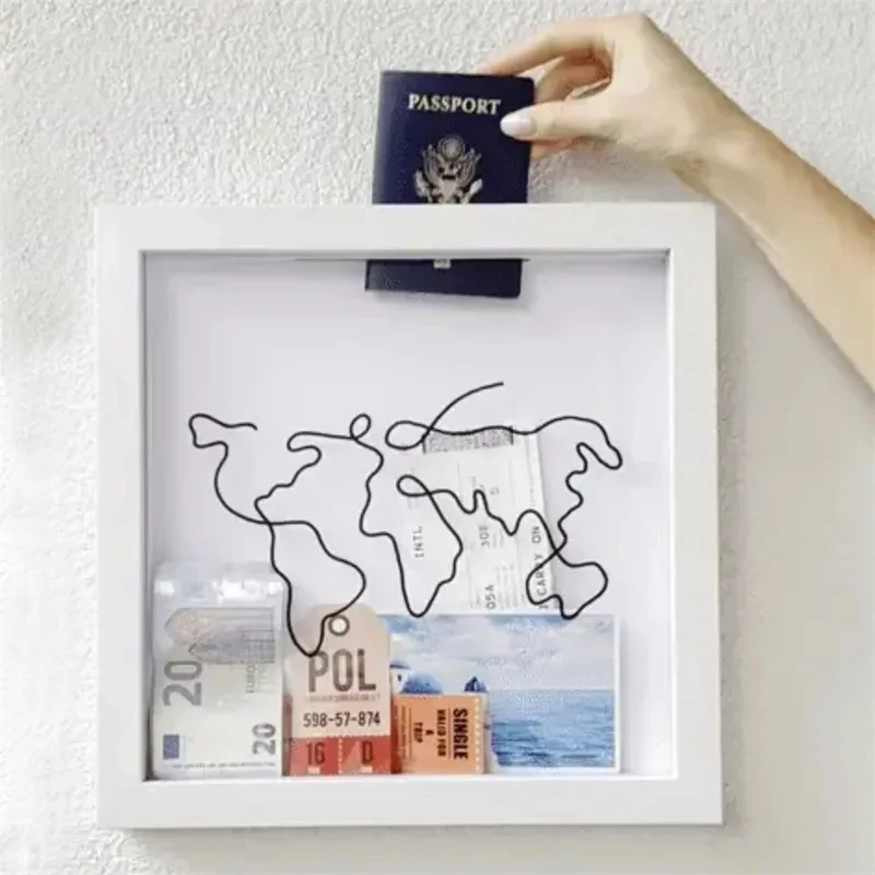 

custom logo printed Travel Collection Ticket Shadow Box Picture Frame Adventure Archive Box For Wall And Tabletop Display