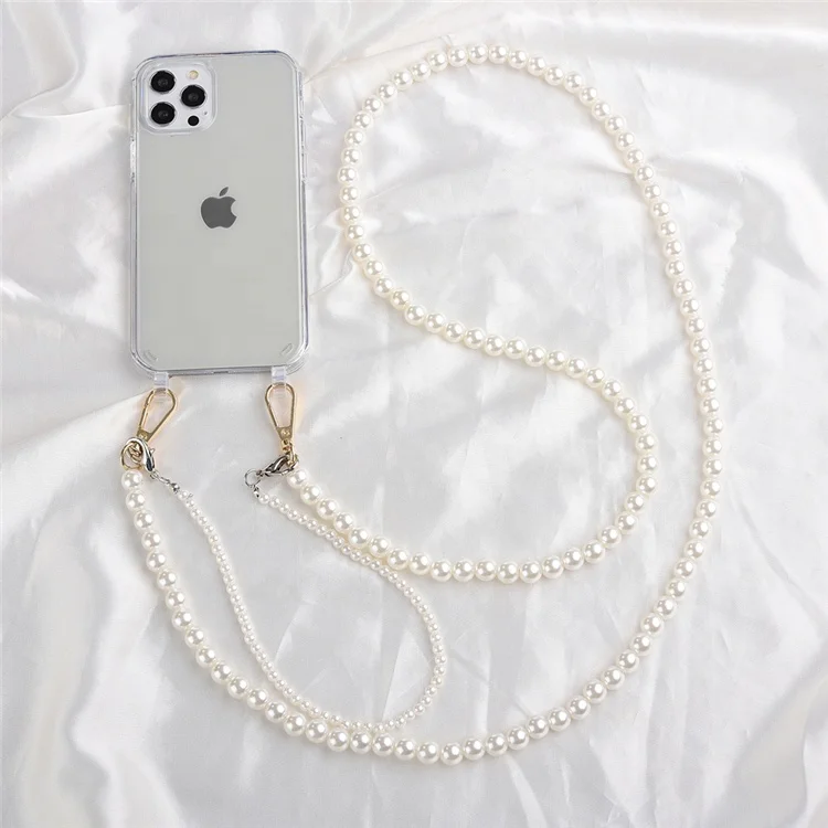 

For Iphone 11 12 Pro Max Phone Case Lanyard Tpu Cord For Iphone 12 Phone Carrying Case With pearl