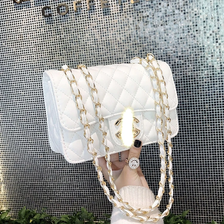 

Wholesale Women Fashion Luxury Leather Chain Strap 2C Designer Shoulder Bags Simple Small Square Branded Messenger Crossbody Bag, 8 colors optional