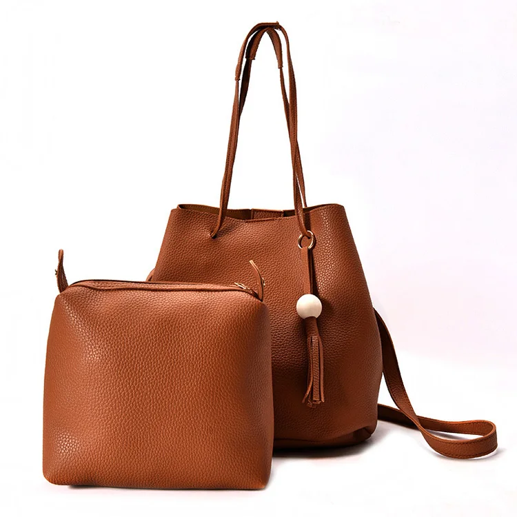 

new fashion PU portable single diagonal handbag 4 pcs in 1 set Shoulder Bag with tassels