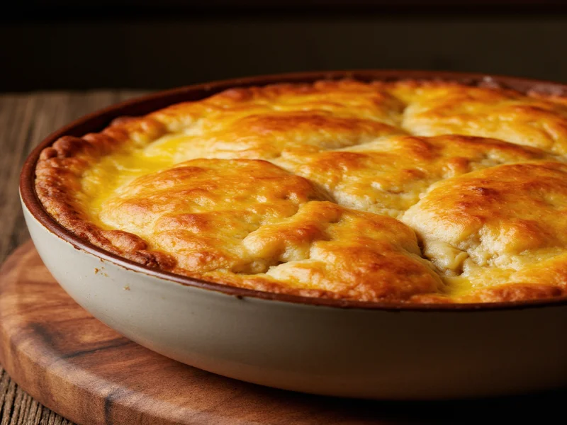 Golden brown chicken potpie fresh from oven