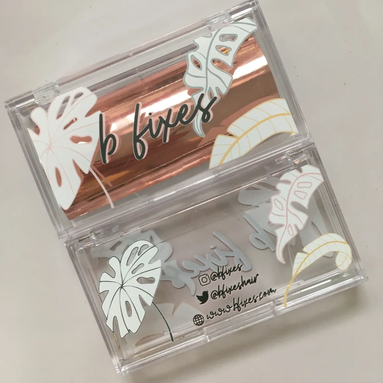 

Custom Leaf Design Clear Acrylic Eyelash Case Printing Private Logo Mink Lashbox