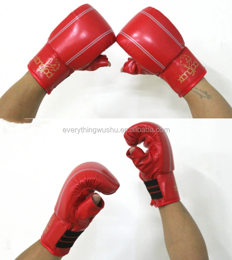 PU Leather Half Mitts  MMA Muay Thai Training Punching Sparring Boxing Gloves