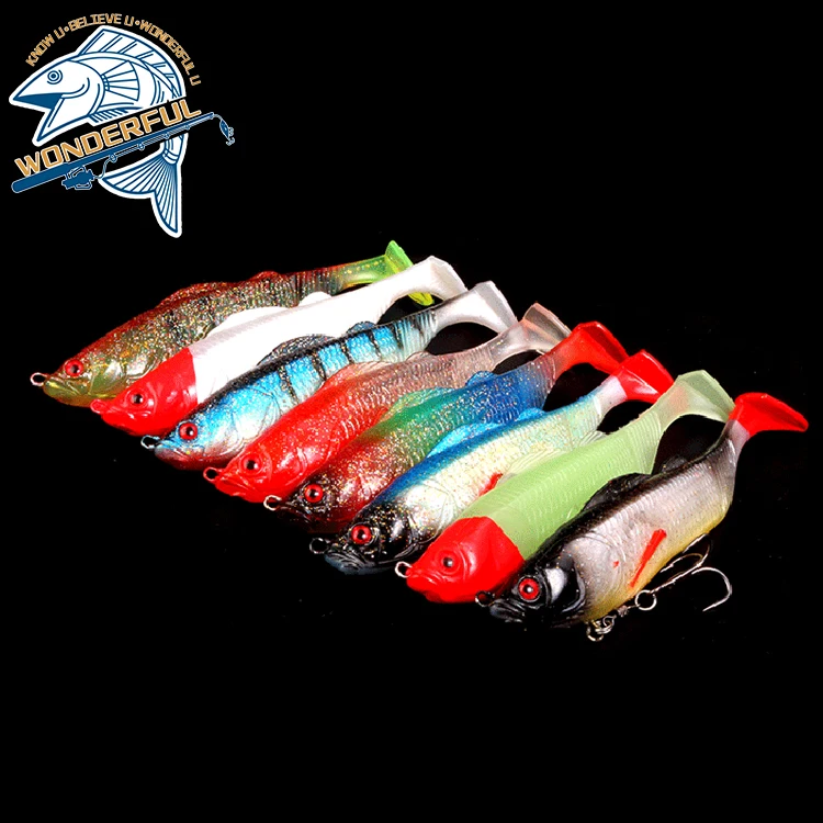 

Factory Price 9g 65mm Plastic Artificial Wobblers Jigging Luminous T Tail Head Lead Soft Lure