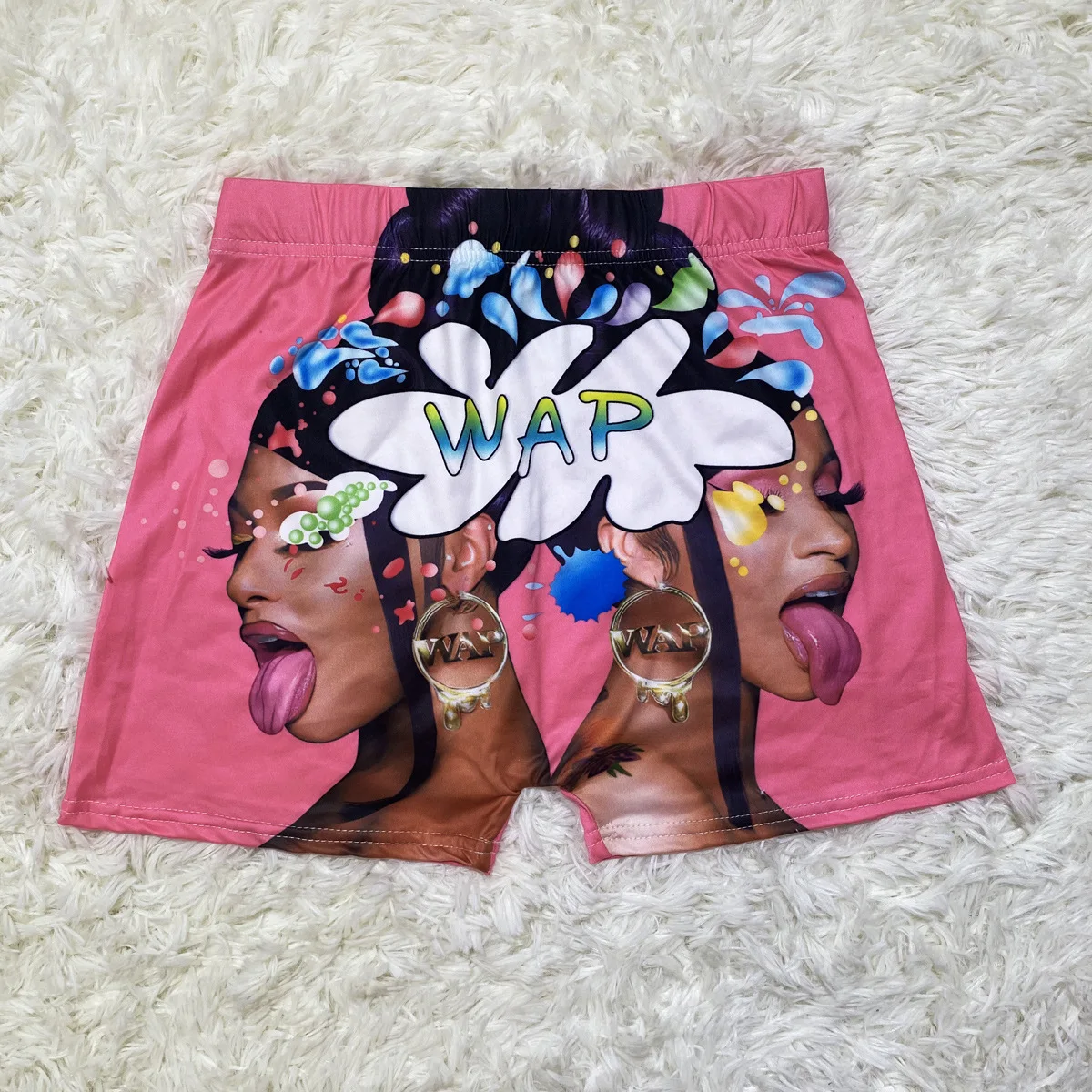 

Custom Logo Trendy Women Low Waist Printed Breathe Skin Casual Snack Booty Shorts, Custom color
