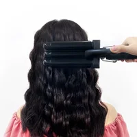 

LANSAM Hair Curler Iron Three Barrel Pipe Wave Hair Curling Iron Plating Black Hair Curling Iron