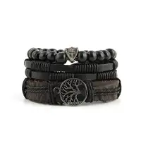 

3 Wrap Tribal Leather Wristbands Bracelets for Men