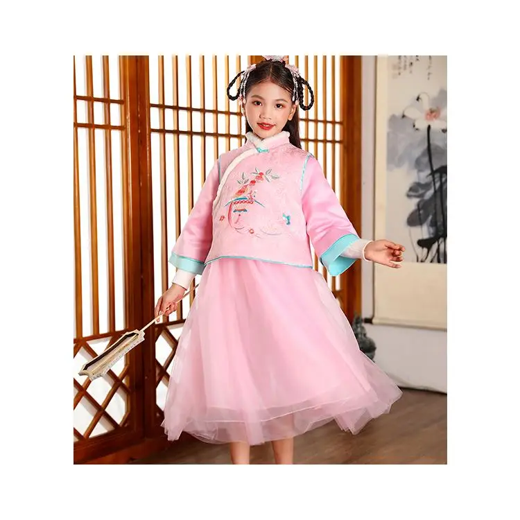 
Modern Chinese Traditional Two Piece Dress Set Hanfu Children Dress 