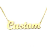 

DIY Customized Logo Jewelry My Letter Vertical Pendant Stainless Steel Custom Gold Personalized Name Plate Necklace