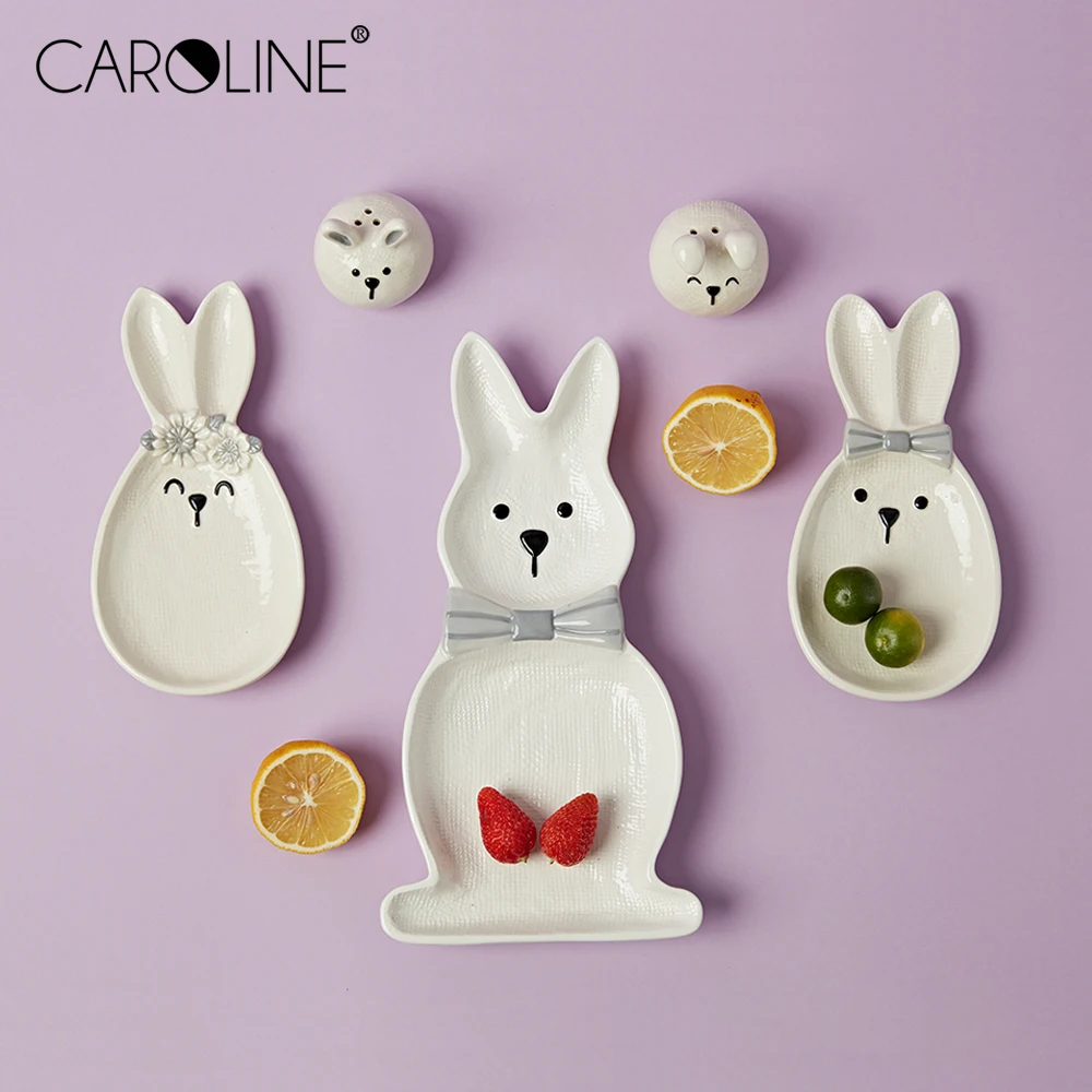 

Caroline Premium Creative Cute Styling Sushi Platters Bunny Serving Dish, Customized color acceptable