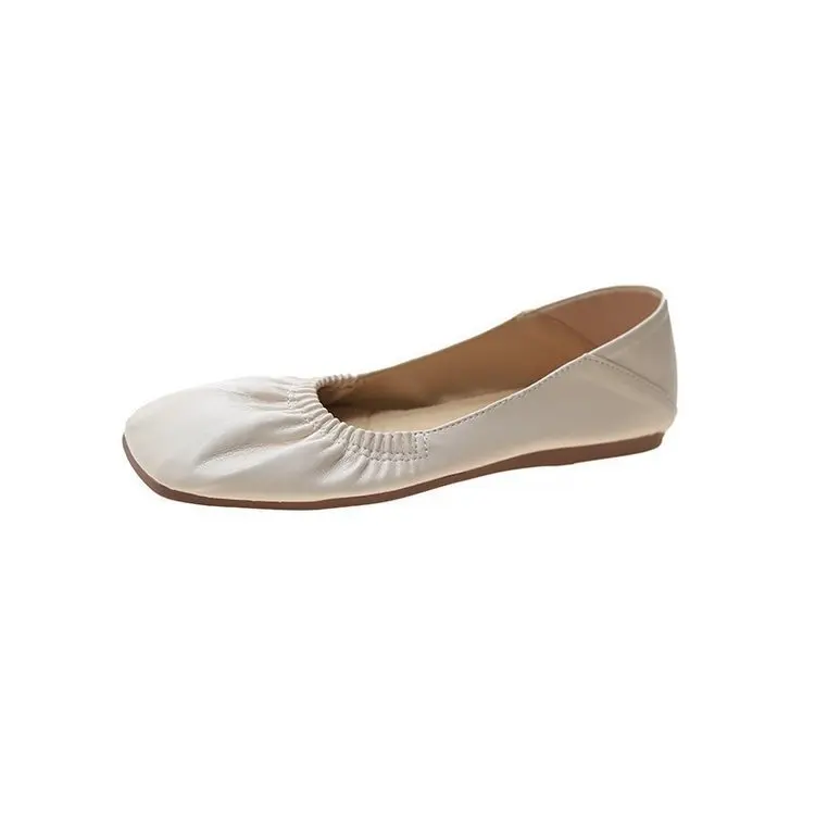 

Amazon AliExpress Hot Selling Women's Casual Shoes Solid Color Flat Bottom Square One Pedal Women Office Shoes