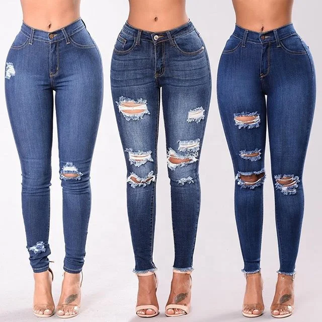 

MT50-608 Explosive European and American elastic hole slim-fit pants