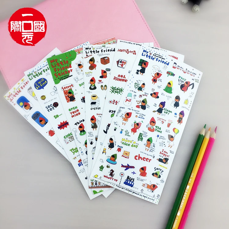 

One dollar 6pcs High Quality Adhesive Cartoon Die Cut Wall Decorative Stickers