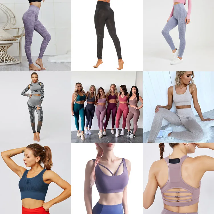 Wholesale 2 pieces yoga wear sport clothing set solid fitness seamless women yoga sets
