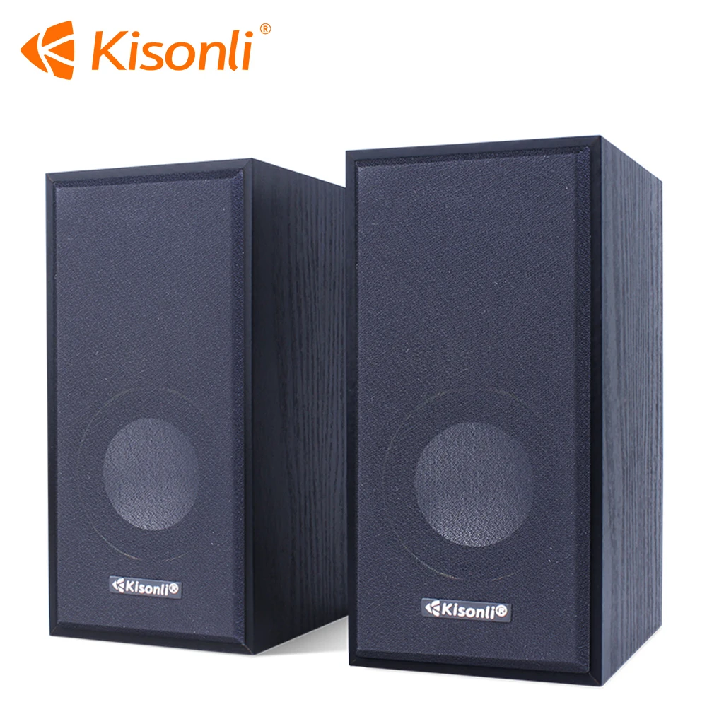 

Kisonli big usb home factory sound system speaker with wooden, Black