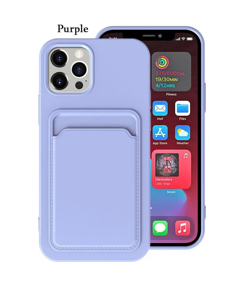 

Luxury soft silicone shockproof cellphone case with card holder for iphone 12 13 pro max xs max wallet case, 10 colors